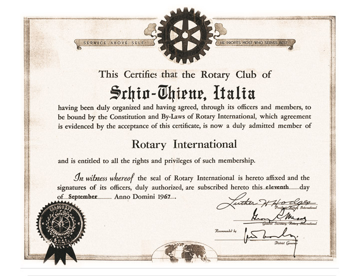 RotarySchioThiene certificato